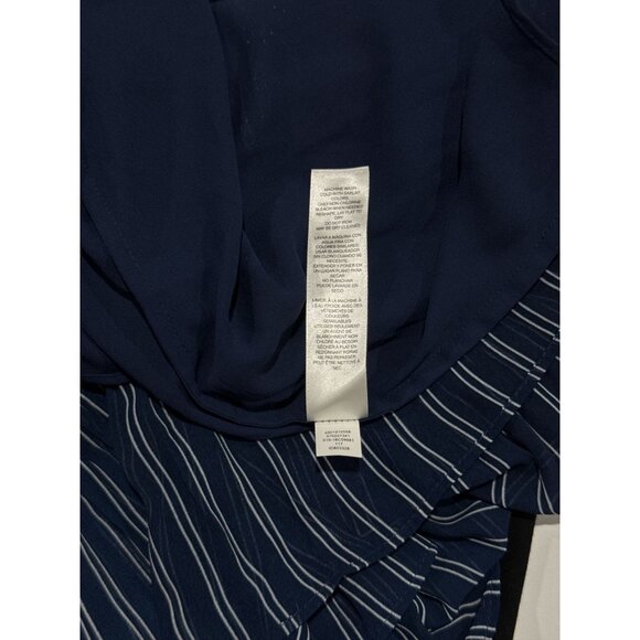 Chico's Sleeveless Blouse Chicos Size 1 US 8-10 M Black White Stripes Lace Neck - Picture 7 of 9